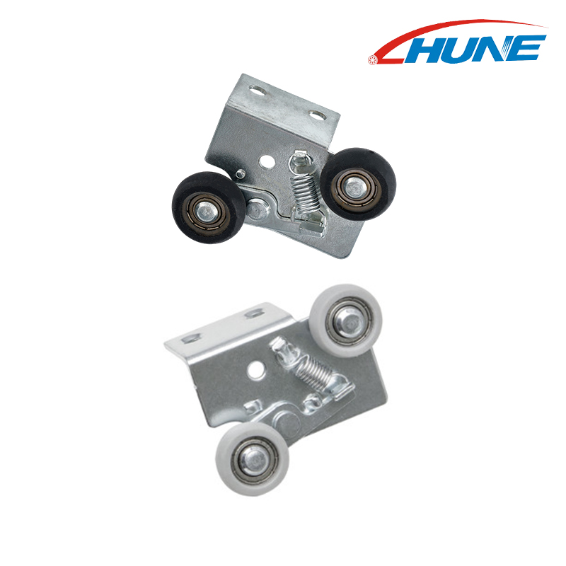 ปรับฤดูใบไม้ผลิด้านบนลูกกลิ้งล้อตู้ล้อพับประตูและอุปกรณ์ตู้เสื้อผ้าบานเลื่อนลูกกลิ้งพลาสติกชิ้นส่วน 